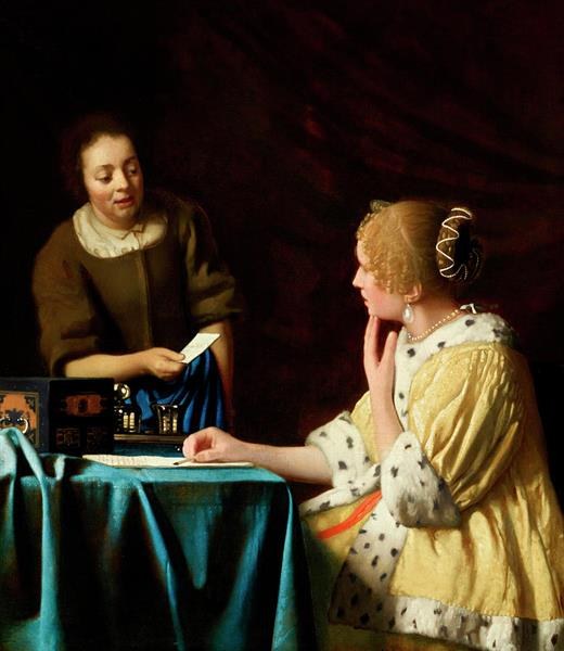 Хозяйка и служанка (Дама со служанкой, держащей письмо), c.1666 - c.1667 - Йоханнес Вермеер