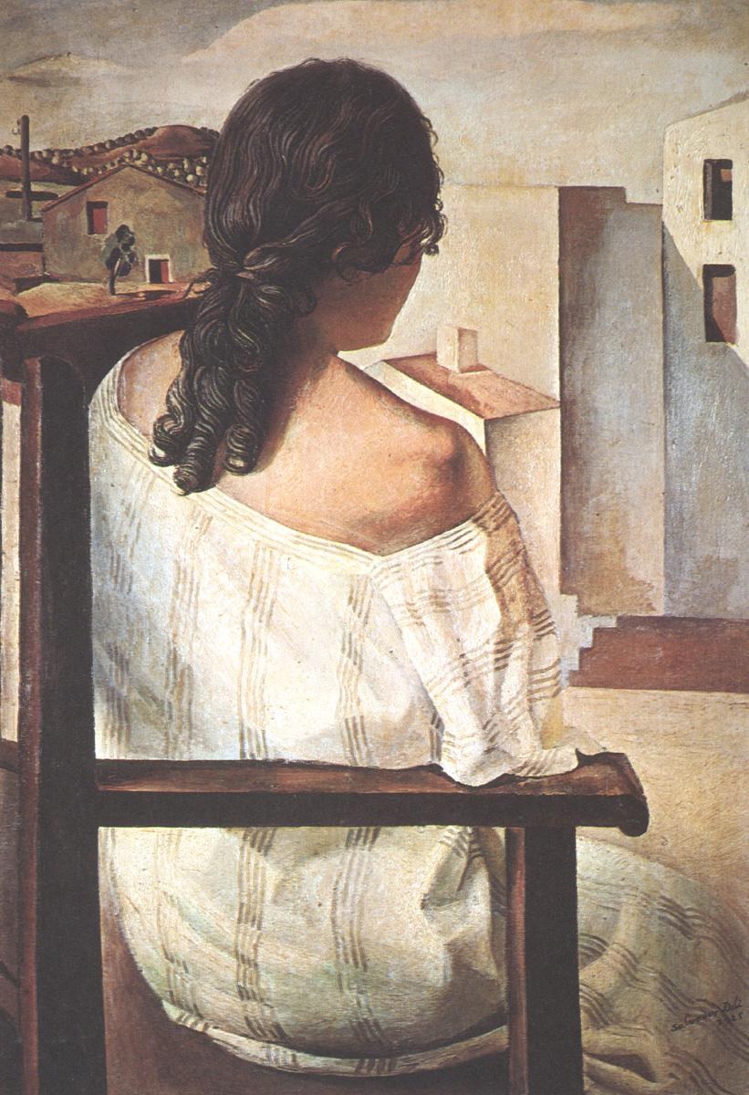 Сидящая девушка, вид сзади, 1928