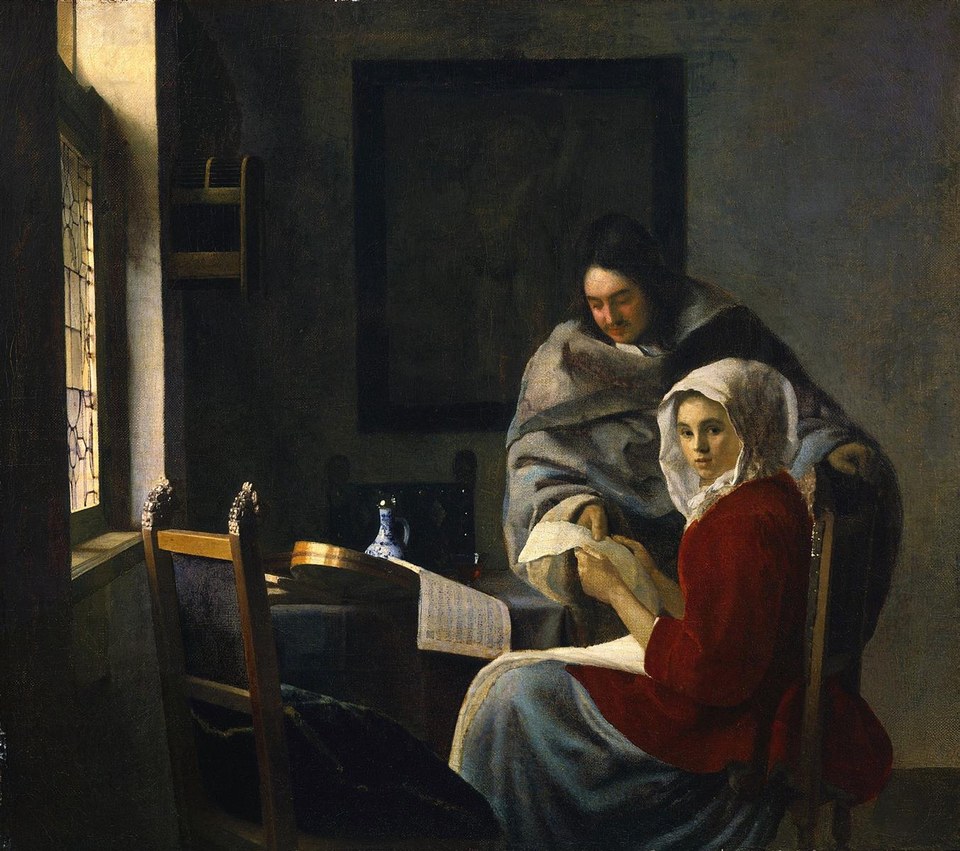Девушка прервалась музыкой, c.1658 - c.1661 - Иоганнес Вермеер