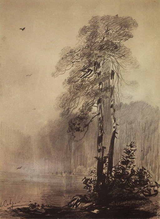 Сосны на берегу озера. 1880-1890-е