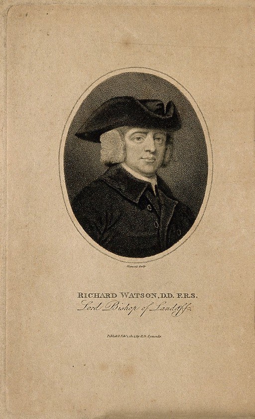 Ричард Уотсон. Пунктирная гравюра Дж. Хопвуда, 1804 г., по мотивам Дж. Ромни.