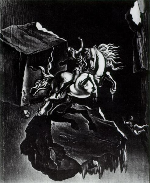 Камень и разъяренная лошадь, спящая под водой, 1947