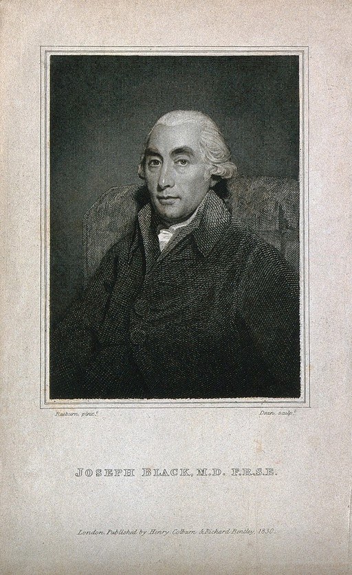 Джозеф Блэк. Гравюра Т. А. Дина, 1830 г., по мотивам Х. Реберна.