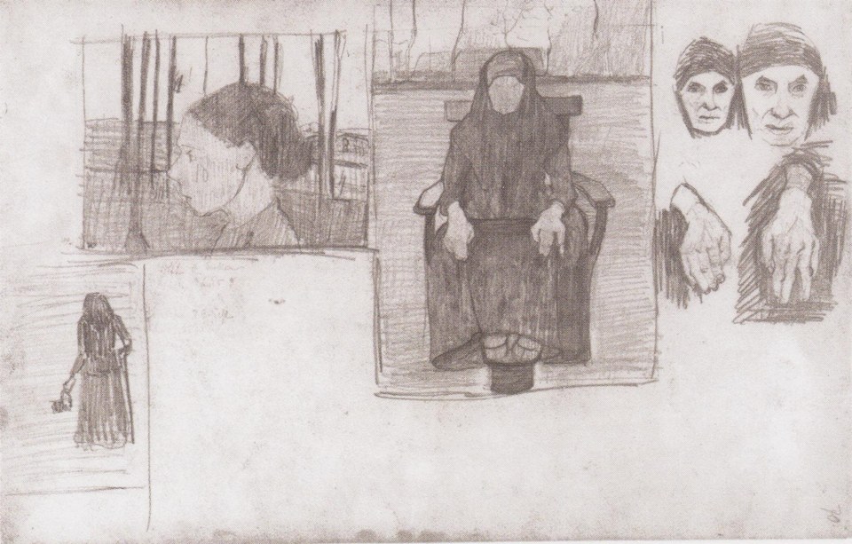 Эскиз композиции «Сидящая старуха», 1898