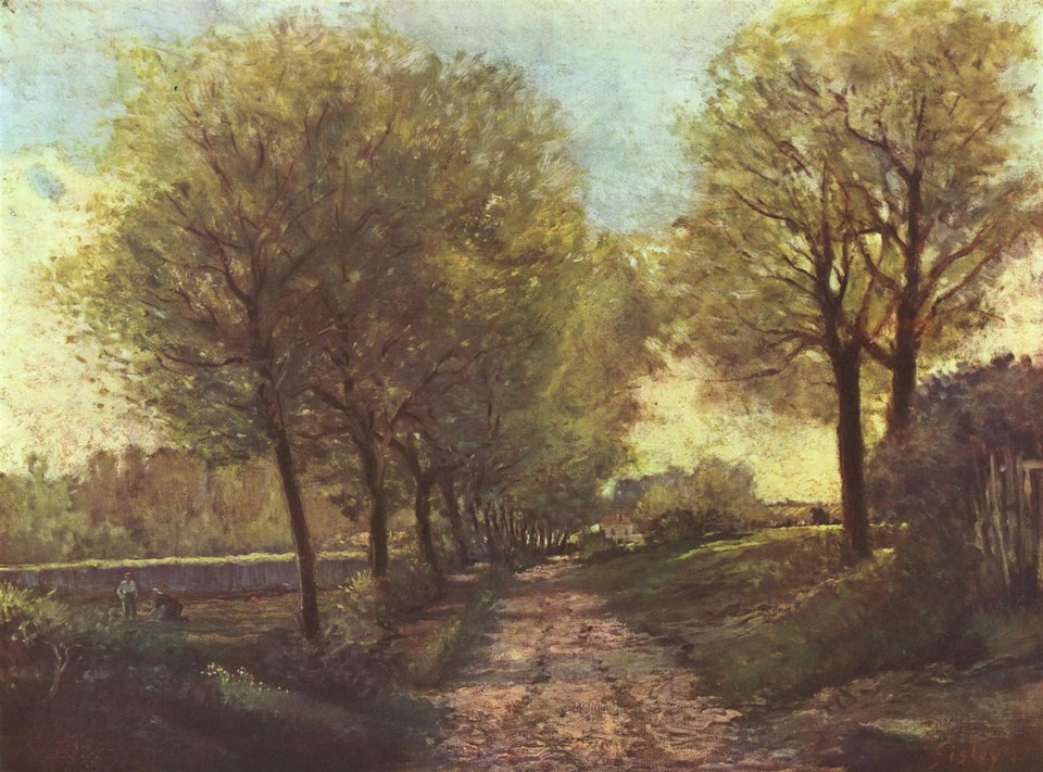 Аллея деревьев в маленьком городке, 1866