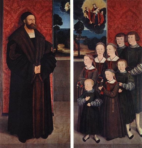 Портрет Конрада Релингера и его детей, 1517 - Бернхард Стригель