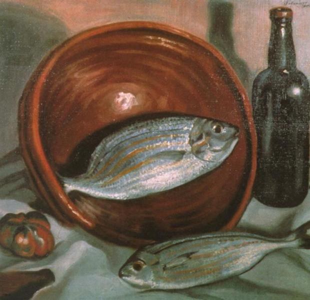 Натюрморт Рыба с красной миской, 1923 - 1924
