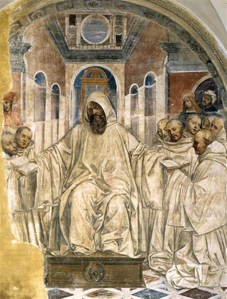 Бенедикт представляет оливетским монахам свое правило, 1508 - Il Sodoma