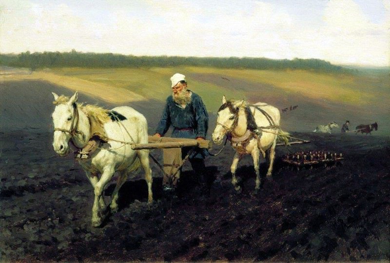 Пахарь. Л. Н. Толстой на пашне
