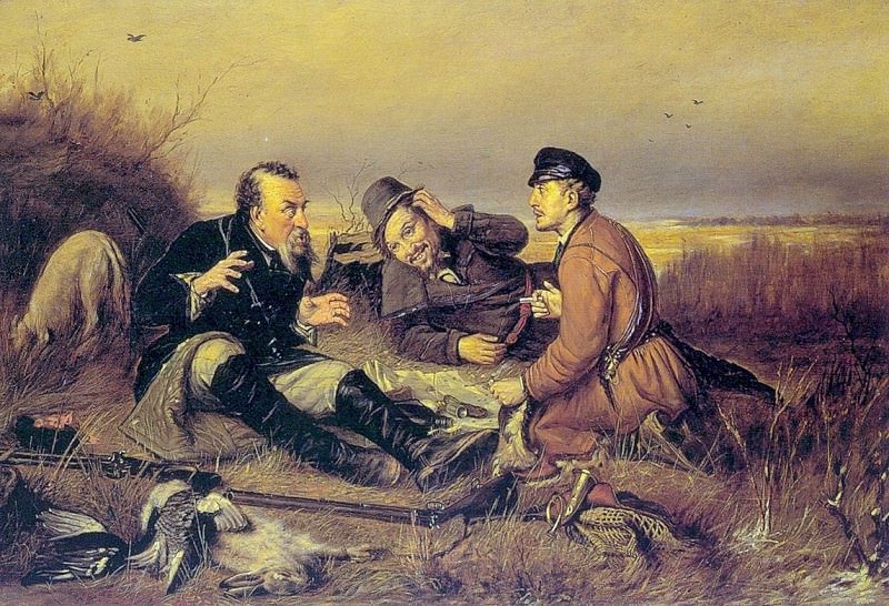 Охотники на привале. 1877. Авторск. повторение. Холст
