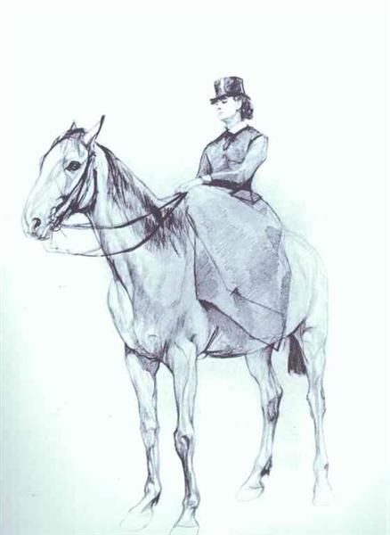 Мария Мамонтова верхом на лошади, 1884