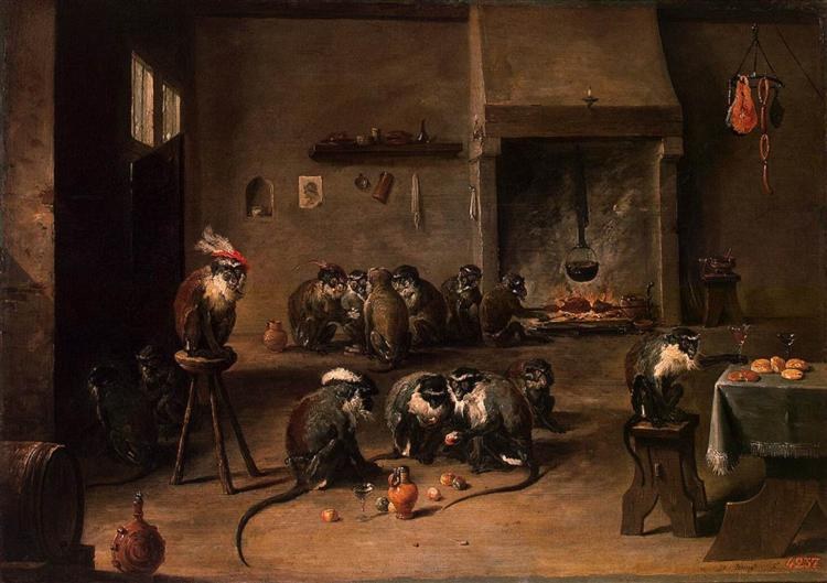 Обезьяны на кухне, c.1645