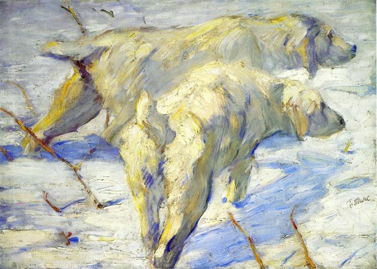 Сибирские собаки в снегу, c.1910