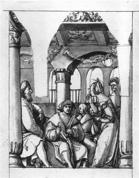 Леэна перед судьями, c.1518