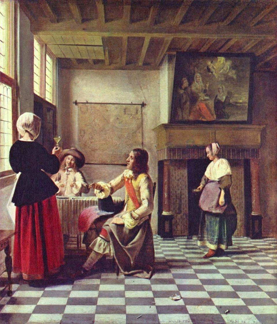 Женщина, пьющая с двумя мужчинами, c.1658
