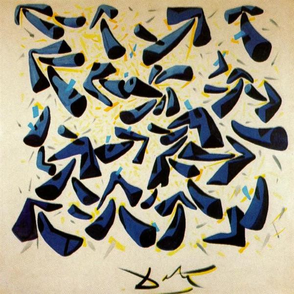 Синие рога. Эскиз шарфа, 1955