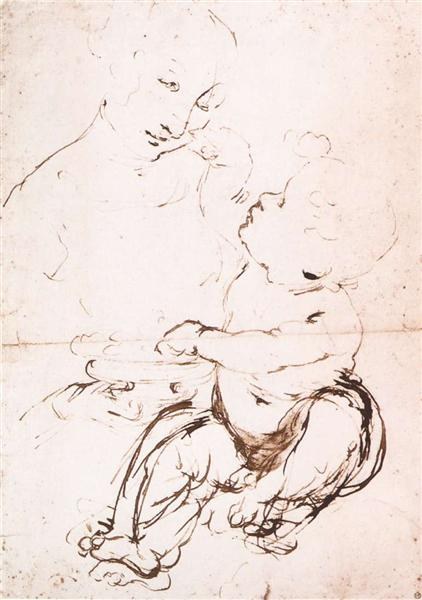 Этюд Мадонны с вазой с фруктами, c.1478