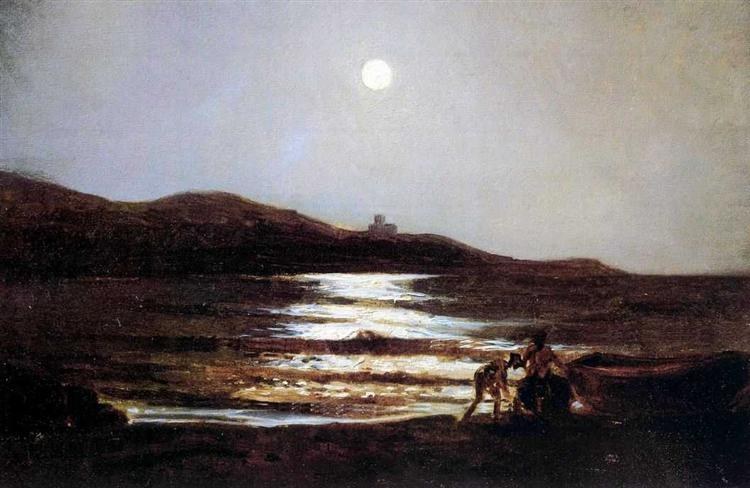 Вид из Санто-Теренцо на Леричи ночью, 1862 - Николай Ге