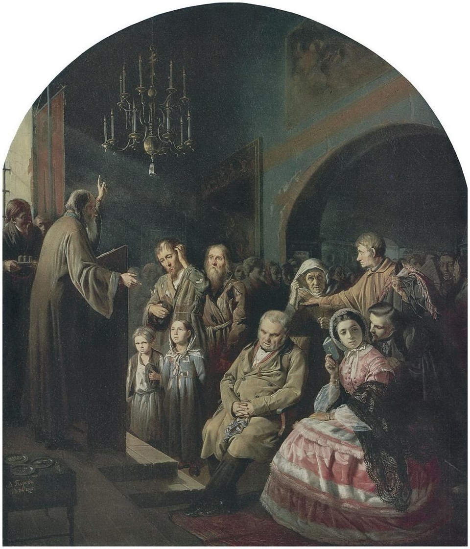 Проповедь в деревне, 1861 - Василий Перов
