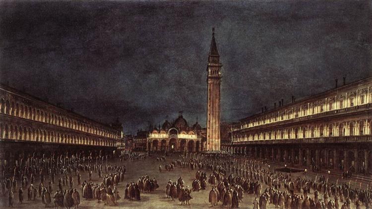 Ночная процессия на площади Сан-Марко, 1758