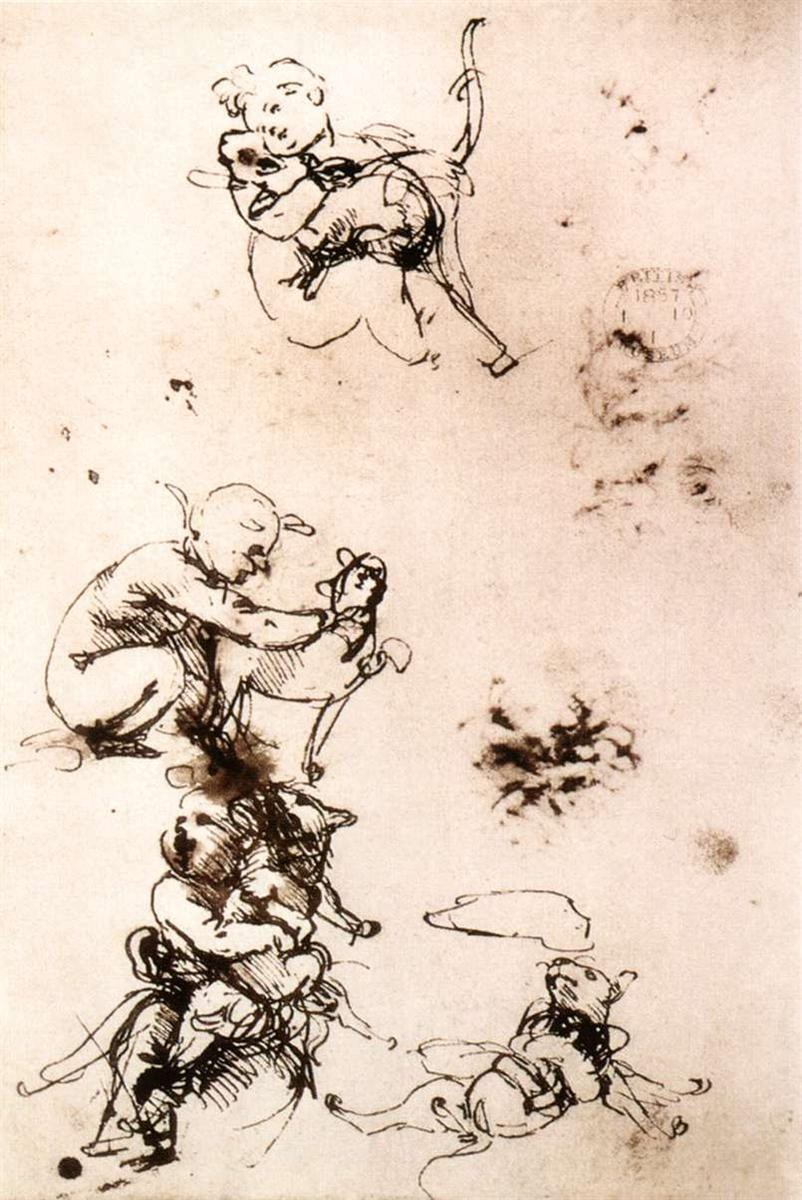 Этюд ребенка с кошкой, c.1478