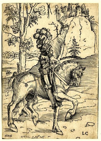 Рыцарь в доспехах скачет вправо, 1506