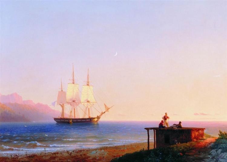 Фрегат под парусами, 1838