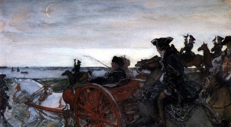 Выезд Екатерины II на соколиную охоту. 1902