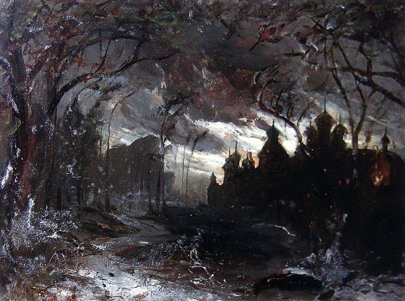 Ипатьевский монастырь в зимнюю ночь. 1870-е