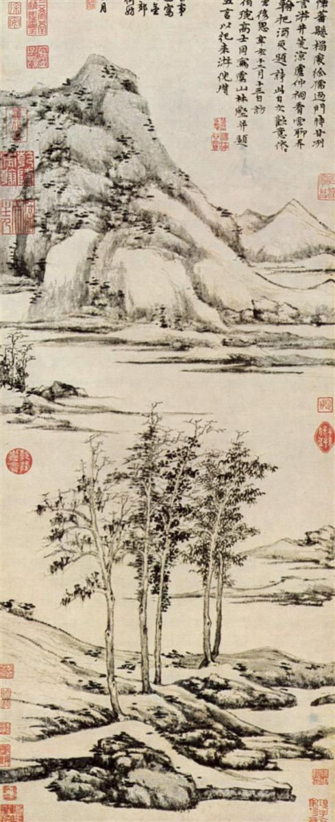 Деревья в долине реки в Yü Шань, 1371 - Ни Зань