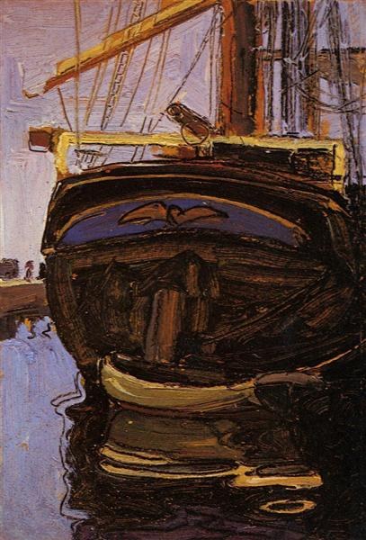 Парусник с шлюпкой, 1908
