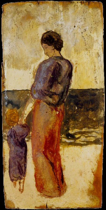 1902 MКre et fille au bord de la mer