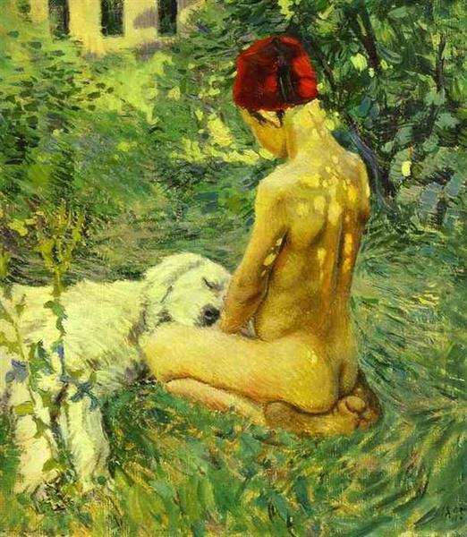 Мальчик с собакой, 1895 - Виктор Борисов-Мусатов