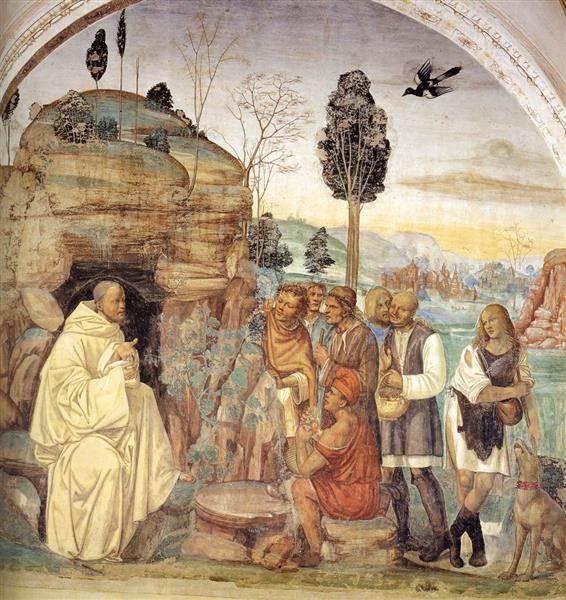 Житие святого Бенедикта, Сцена 7. Бенедикт наставляет крестьян, 1505 - 1508 - Il Sodoma