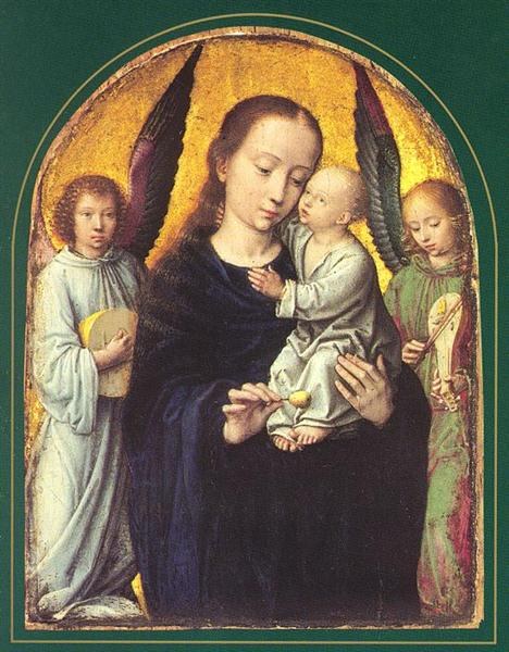 Мария с Младенцем и двумя музицирующими ангелами, c.1490 - c.1495 - Джерард Дэвид