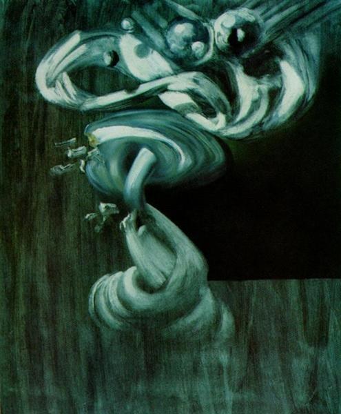 Этюд вазы с фруктами в «Натюрморте. Быстрое движение», 1956