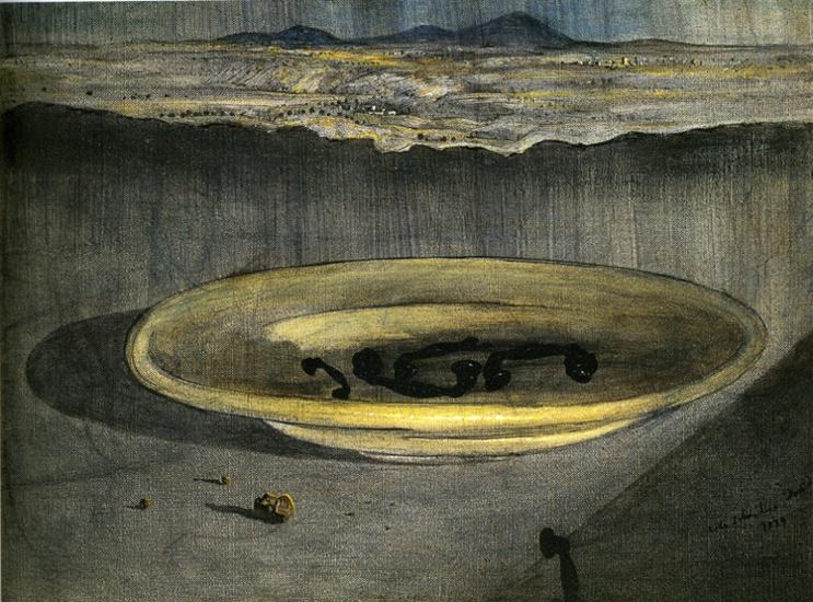 Пейзаж с телефонами на тарелке, 1938