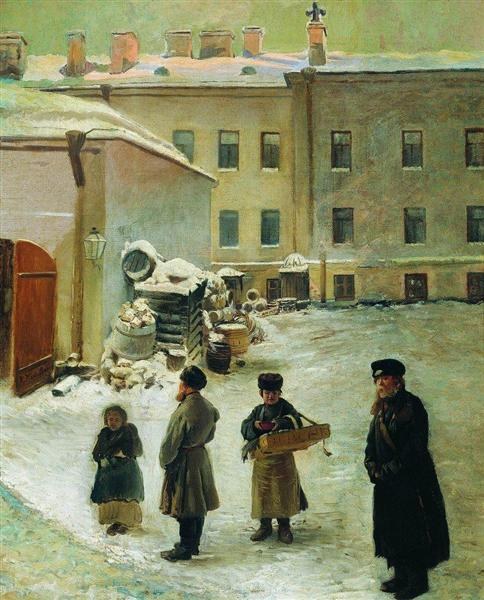 Петербургский дворик, c.1850 - Константин Маковский
