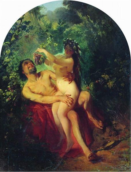 Сатир и нимфа, 1863 - Константин Маковский