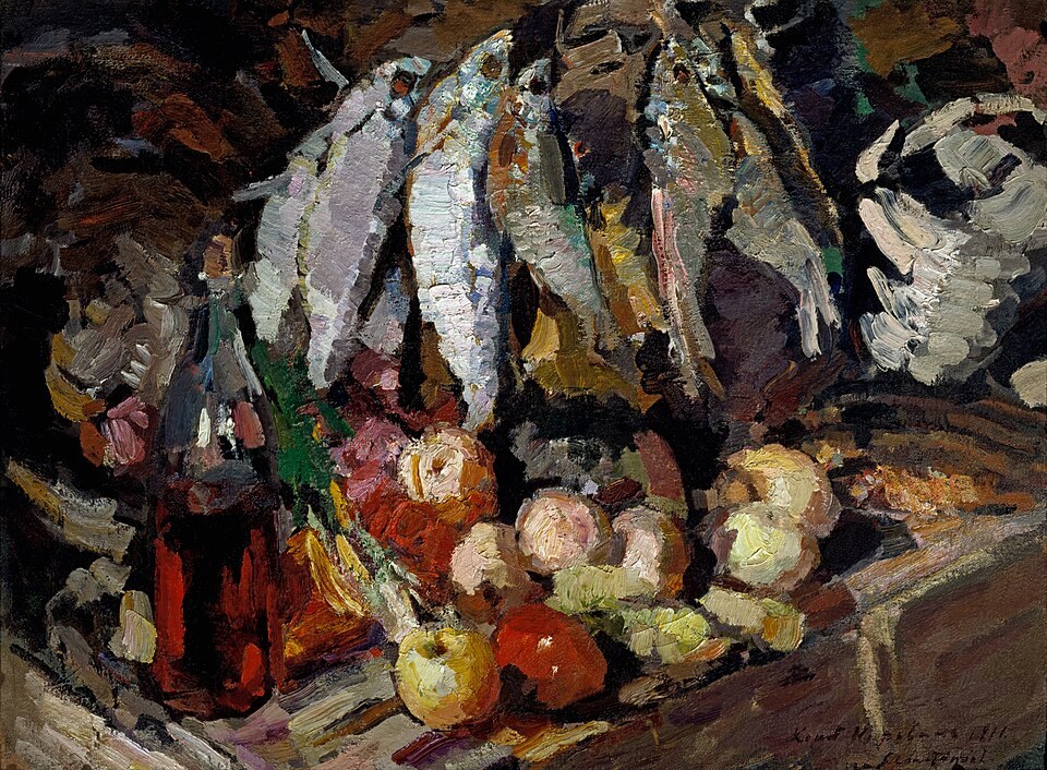 Рыбы, вино и  фрукты