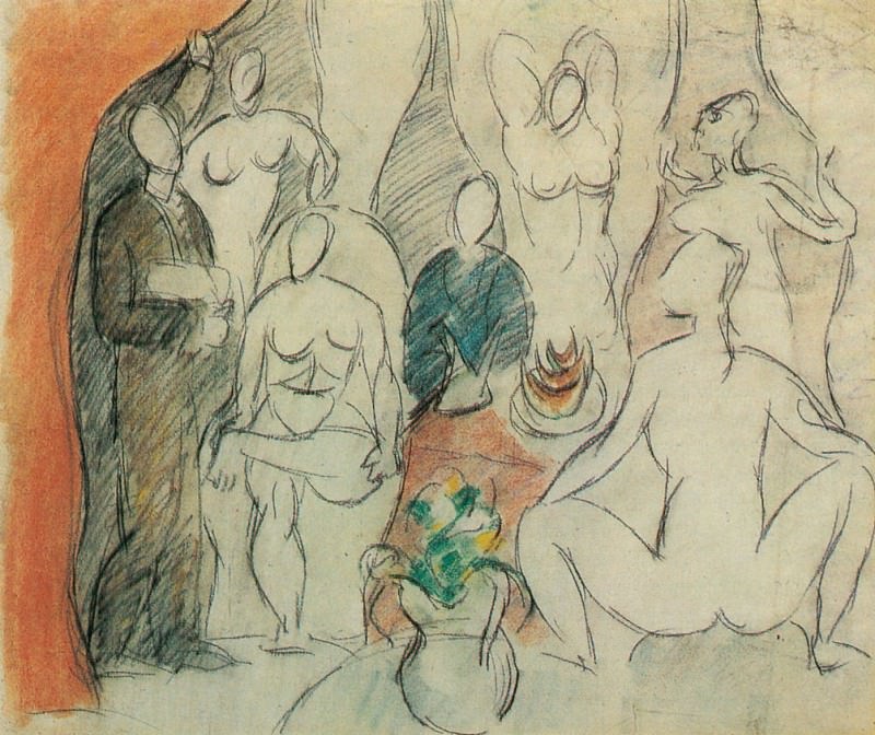 1907 г. «Девушки Давиньон» – Эскиз к