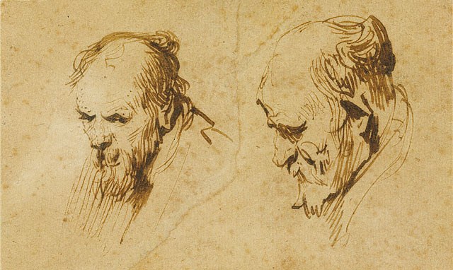 Два этюда головы старика, 1626
