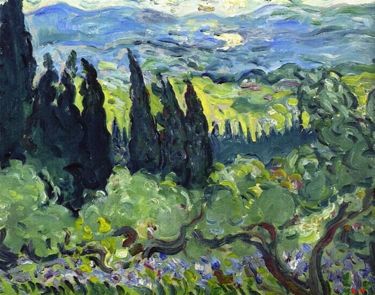Итальянский пейзаж, кипарисы, 1902