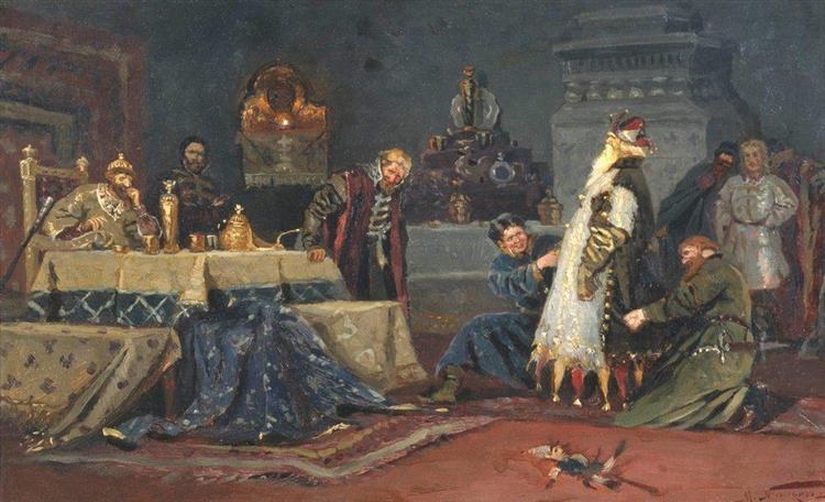 Клоунское пальто. Боярин Морозов А. перед Иваном Грозным, 1885 - Михаил Нестеров