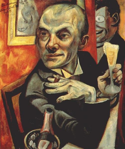Автопортрет с бокалом шампанского, 1919 - Макс Бекманн