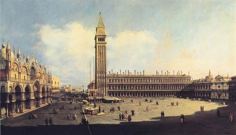 Площадь Сан-Марко с Часовой башни напротив Новой прокуратуры, 1740