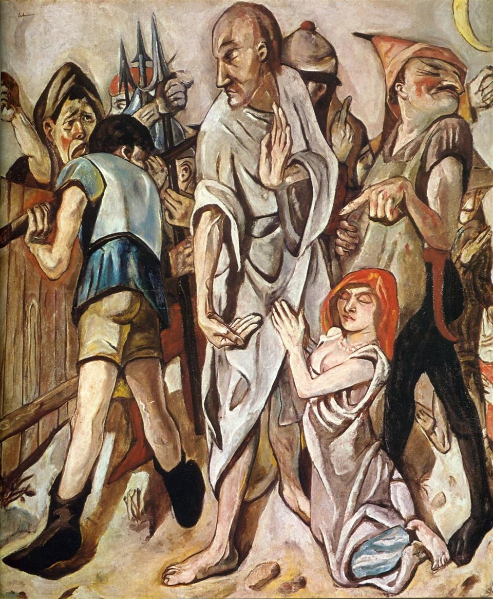 Христос и женщина, взятая в прелюбодеянии, 1917 - Макс Бекманн