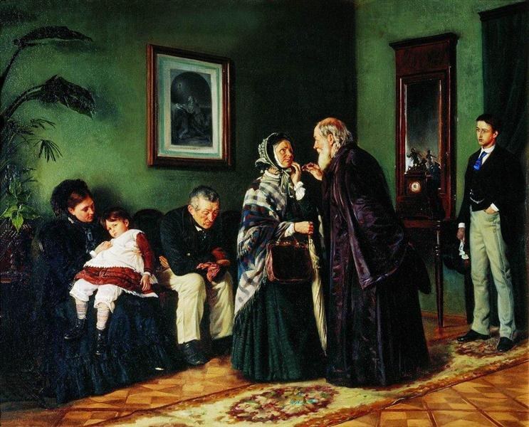 Приемная врача, 1870 - Владимир Маковский