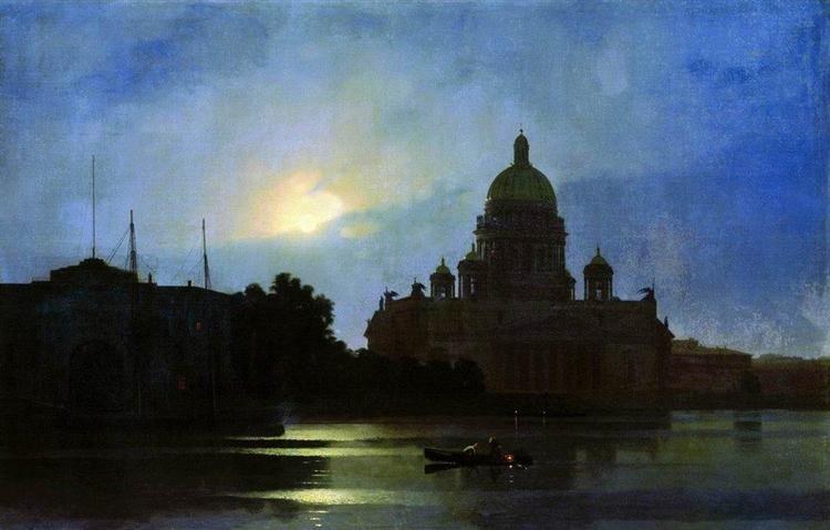 Вид Исаакиевского собора в лунную ночь, 1869 - Архип Куинджи