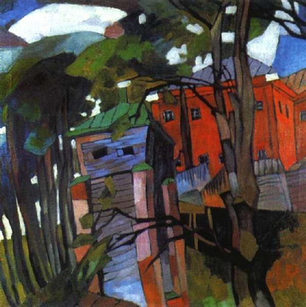 Пейзаж с красным домом, 1917 - Аристарх Лентулов